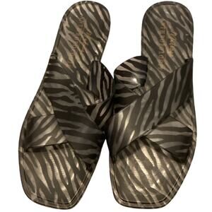 Anthropologie Maeve Womens Jelly Slides US 6 EU 37 Black Zebra Print Beachy Boho